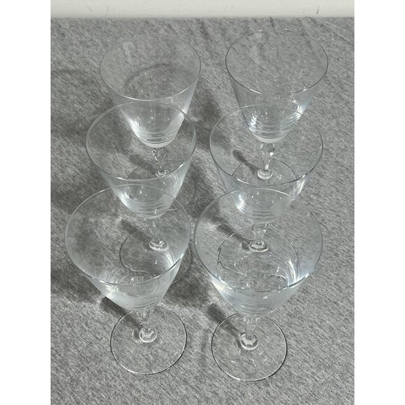 Vintage Fostoria Crystal Wine Glasses Goblets Set of 6 Faceted Stem Clear USA - Picture 2 of 12